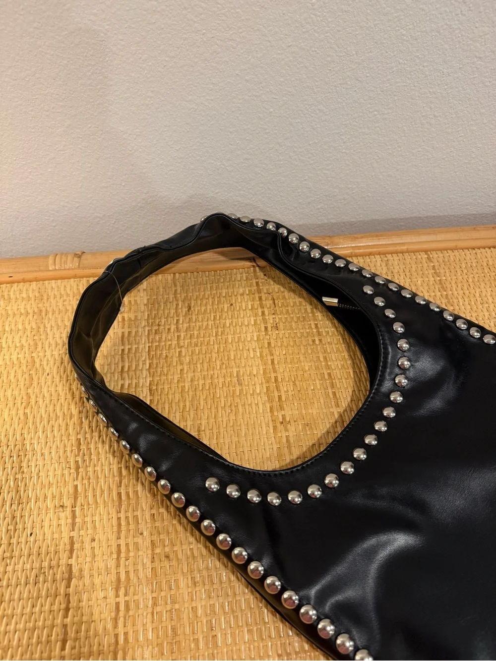 Anthropologie Black Leather Studded Shoulder Bag
